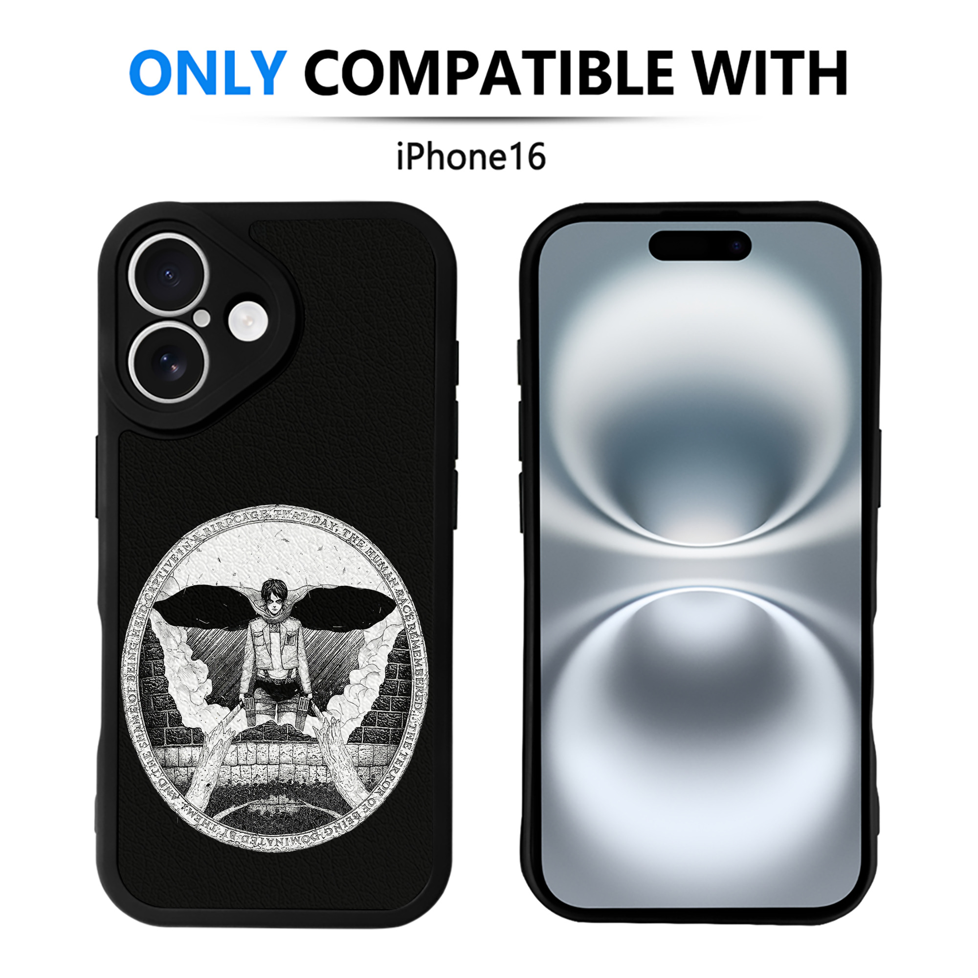 （画像用） 進撃の巨人 エレン･イェーガー Attack on Titan Eren Jäger 【iPhone 16シリーズ対応】シリコンスマホケース（レザー調） 材質：シリコン